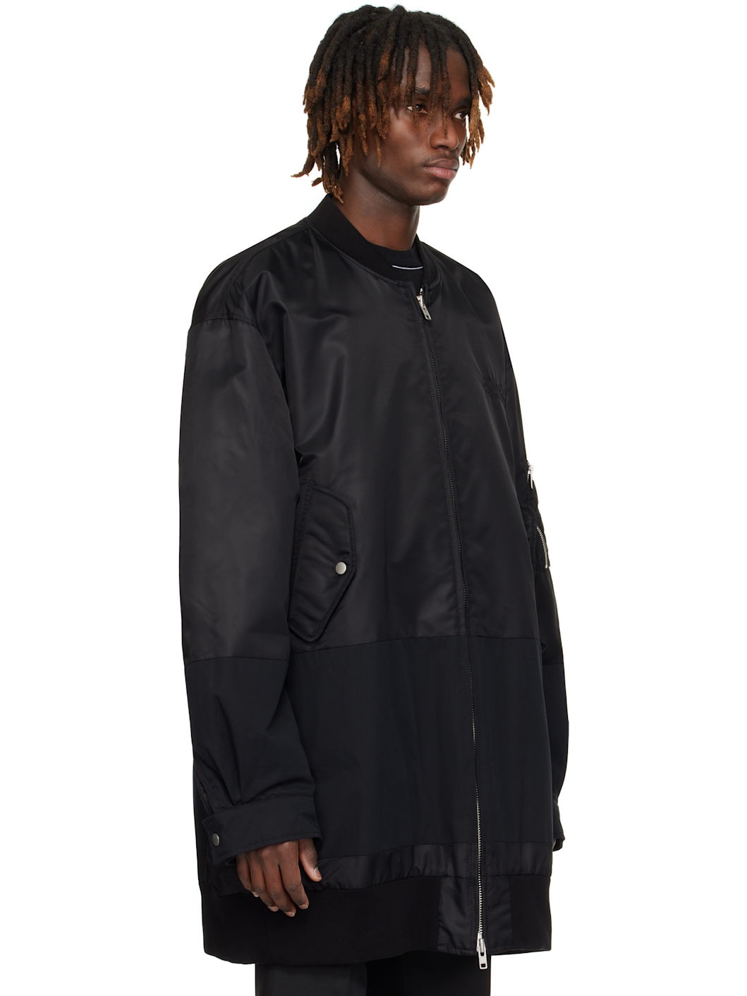 Black Sports Bomber Jacket - 2