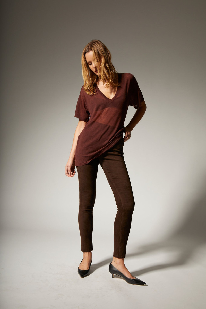 SPRWMN AMERICANO TISSUE CASHMERE V-NECK TEE outlook