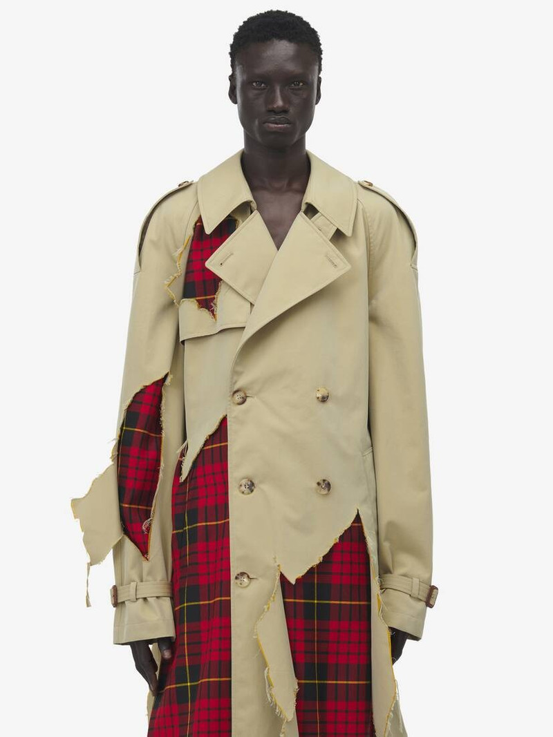 Distressed Tartan Trench Coat 6