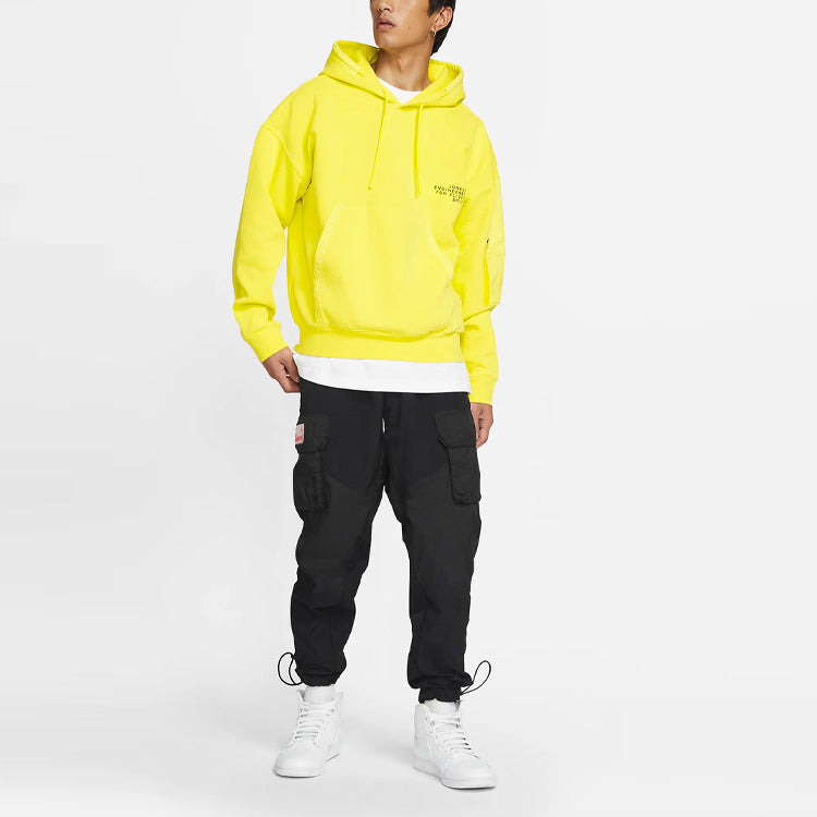Air Jordan 23 Engineered Casual Sports Hooded Knitted Printed Sweater For Men Yellow CV2768-731 - 3