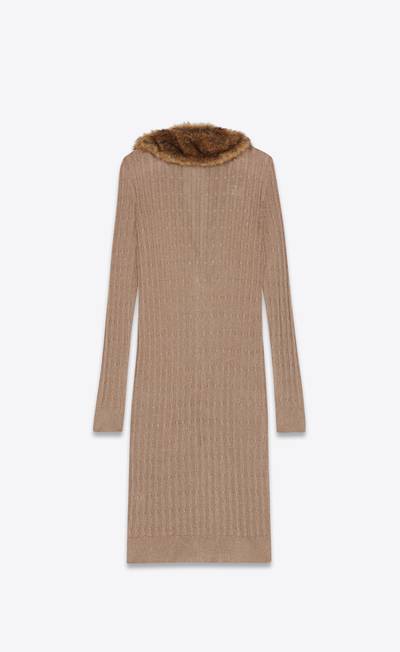 SAINT LAURENT long cardigan dress in ribbed knit wool outlook