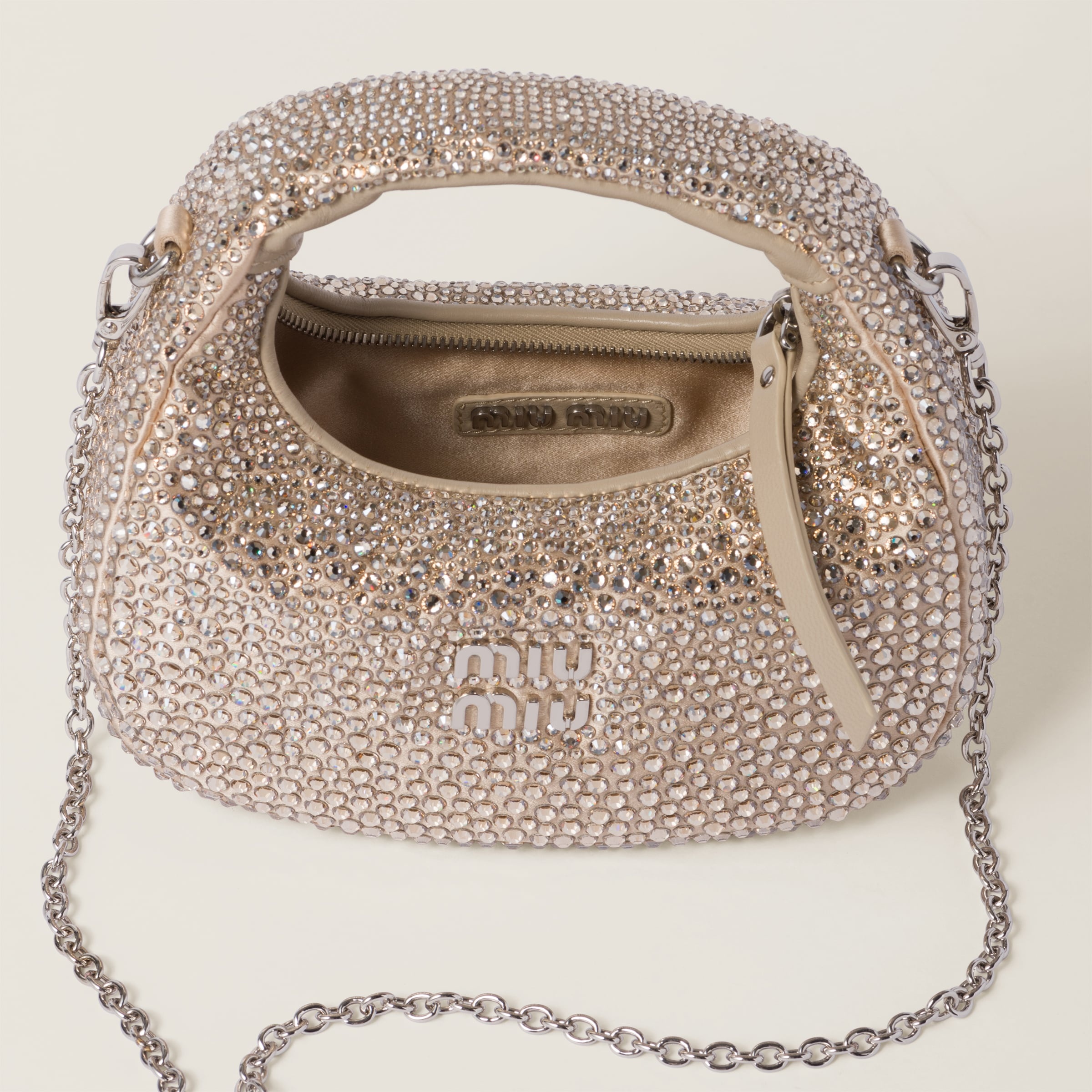 Wander satin and silk mini hobo bag with synthetic crystals - 5