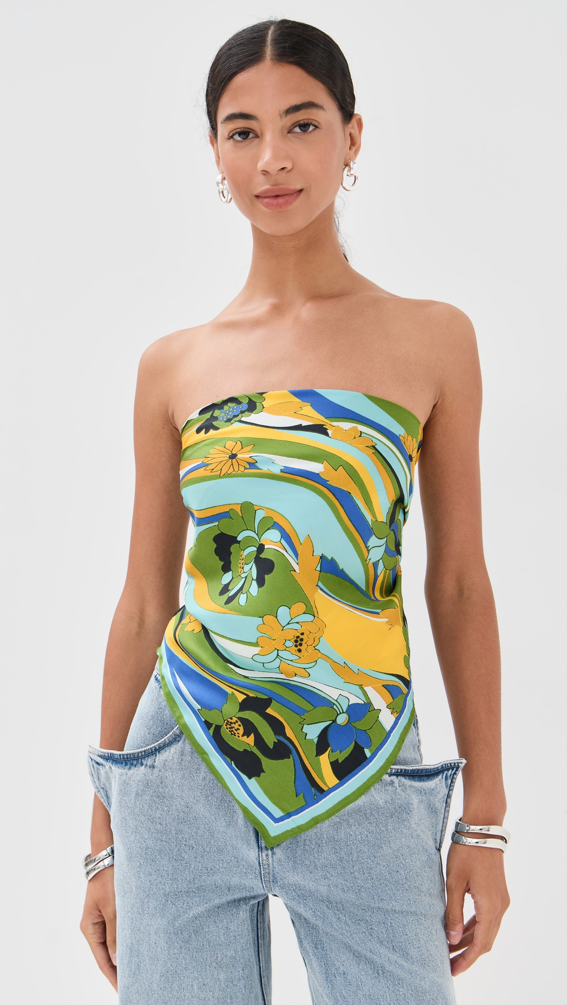Acidic Floral Silk Scarf Top - 6