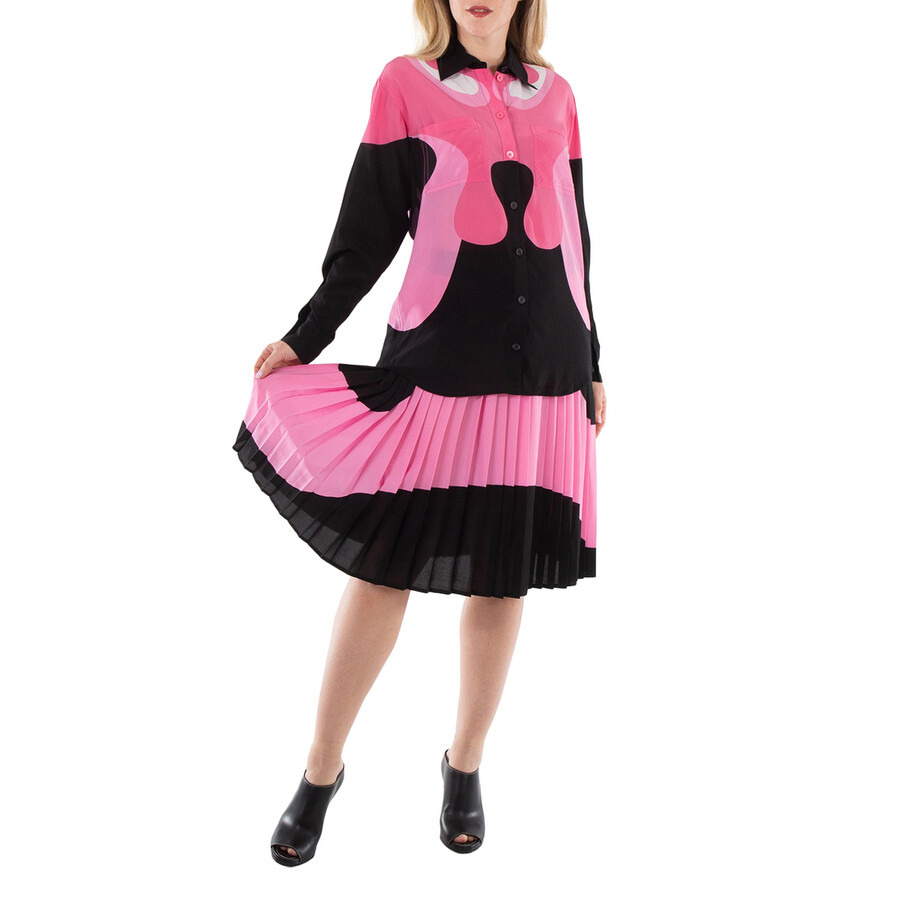 Burberry Bubblegum Pink Marine Blob Silk Midi Skirt - 6