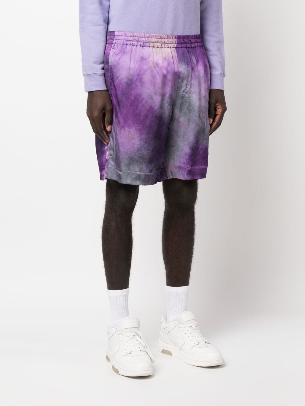 tie-dye track shorts - 3