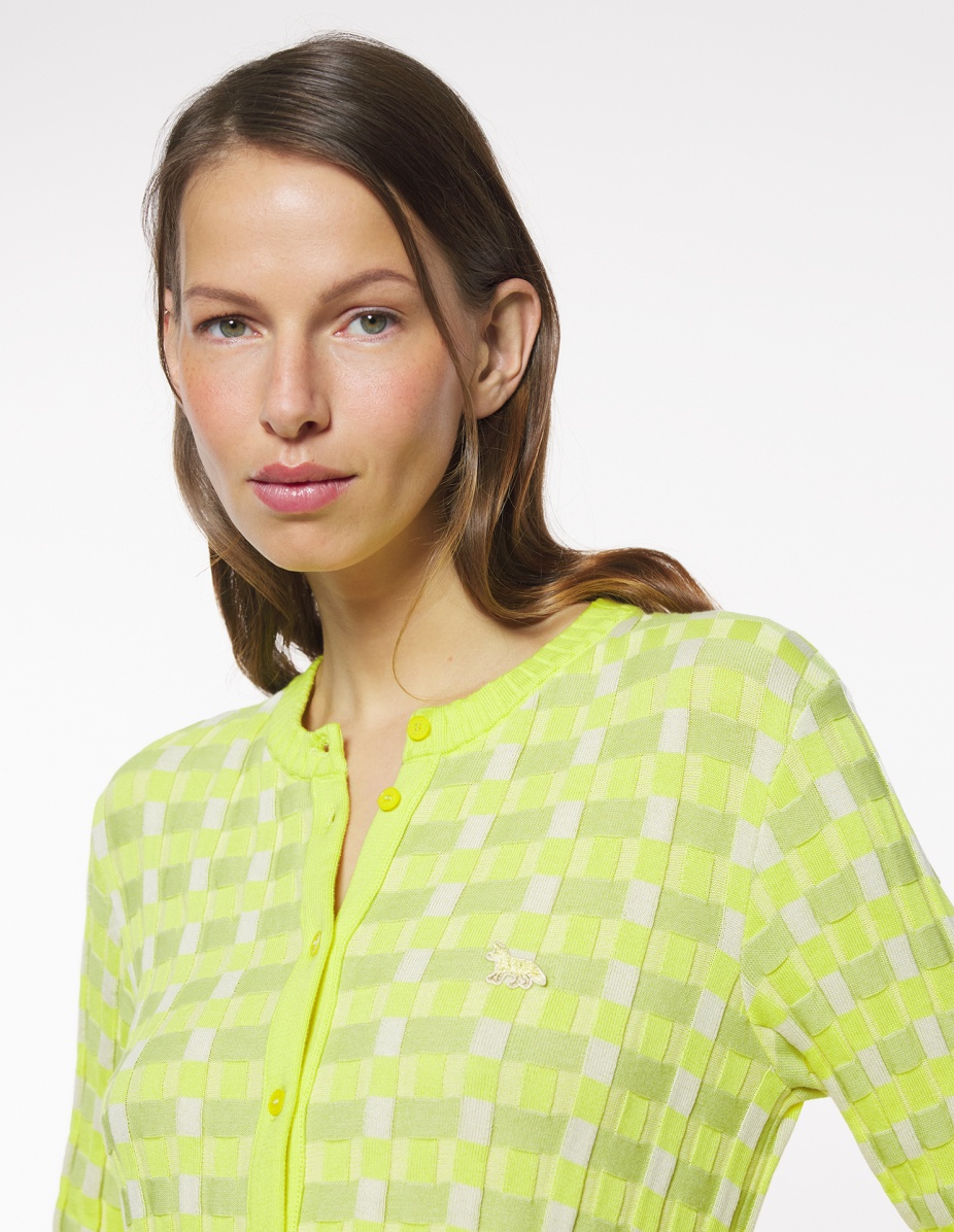 CHECKED RIBBED CARDIGAN - 4