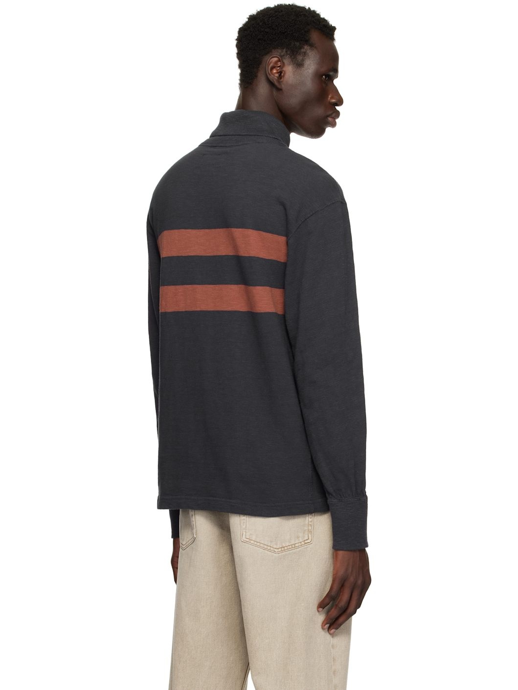 Navy & Red Double Striped Turtleneck - 3