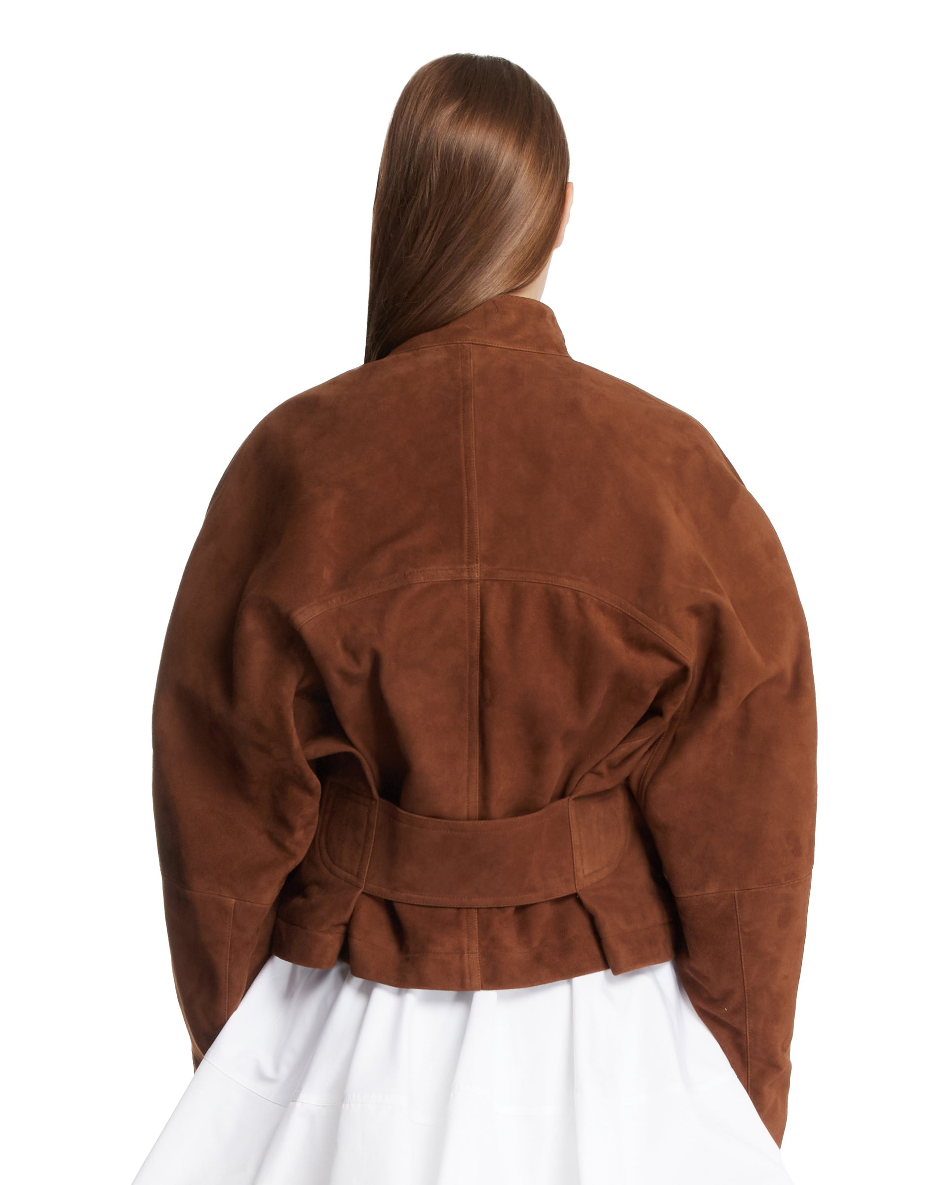 Brown Suede Rounded Jacket - 3