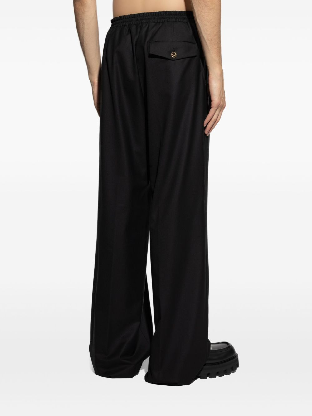 elasticated-waist gold-button trousers - 4