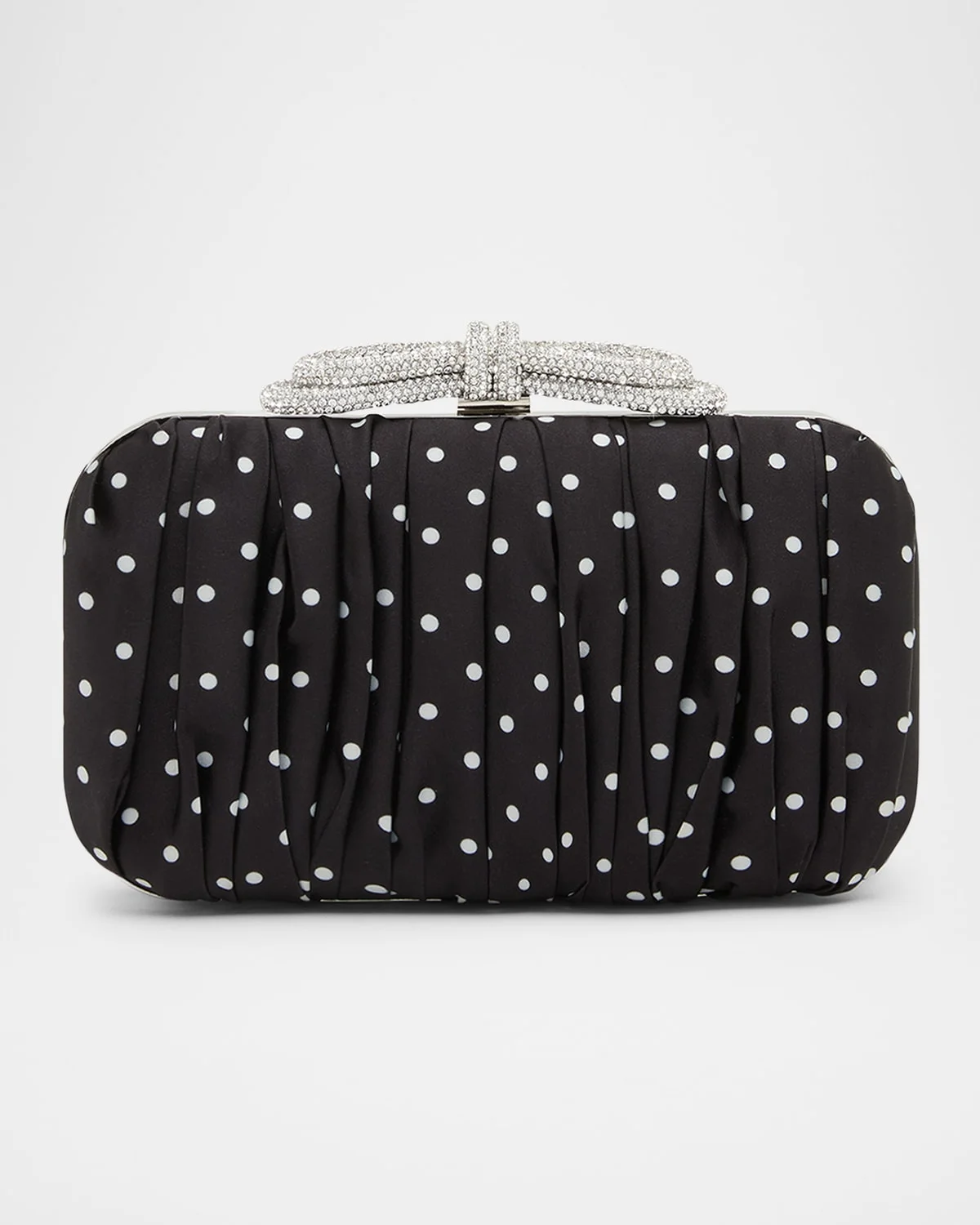 Double Bow Polka Dot Satin Clutch Bag - 1