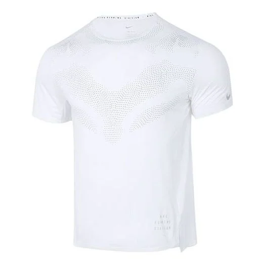 Nike Dri-fit Run Division Rise 365 Solid Color Round Neck Reflective Short Sleeve White DD6046-100 - 1