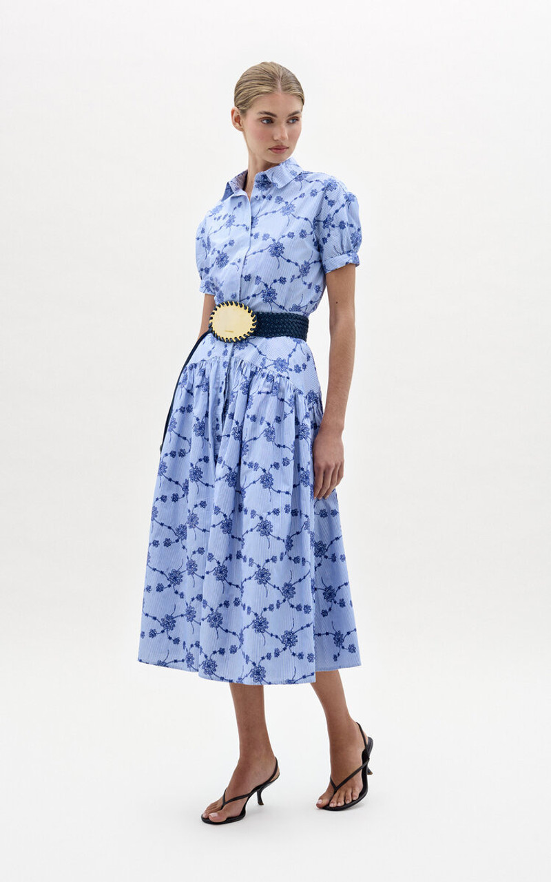 SILVIA TCHERASSI Ileana Cotton Floral Shirt blue outlook