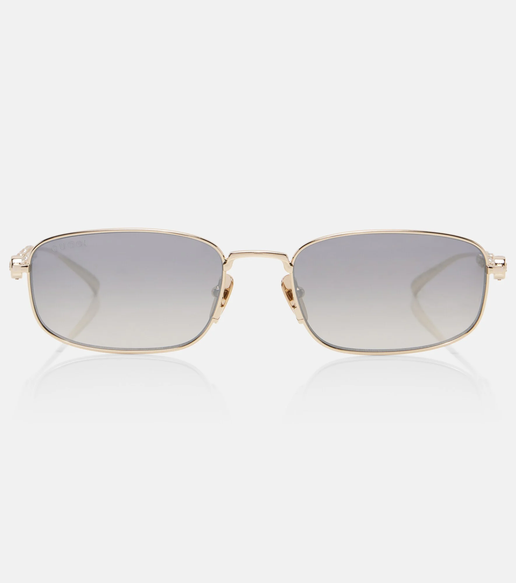 Bamboo crystal-embellished rectangular sunglasses - 1