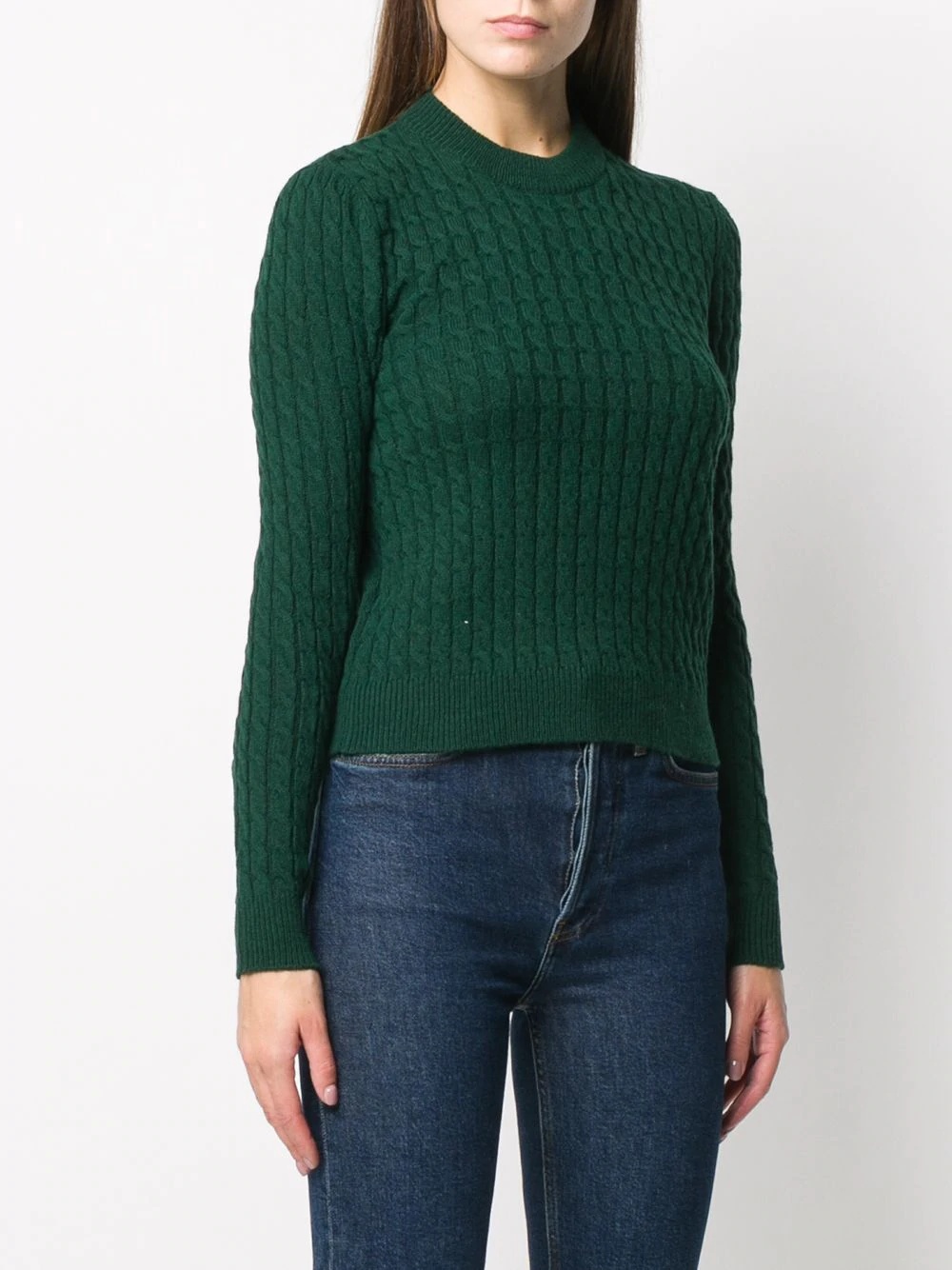 cable knit round-neck jumper - 3