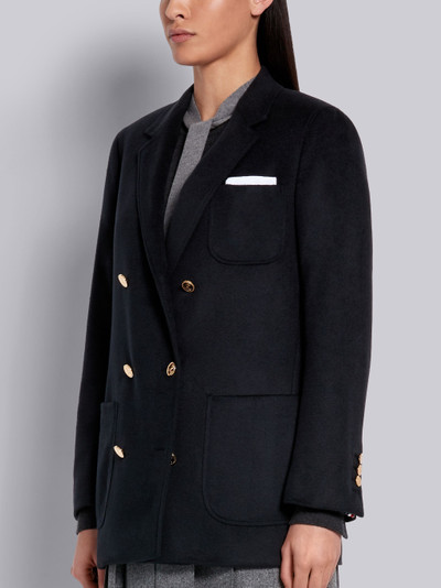 Thom Browne Navy Cashmere Zibeline Double Breasted Sack Jacket outlook