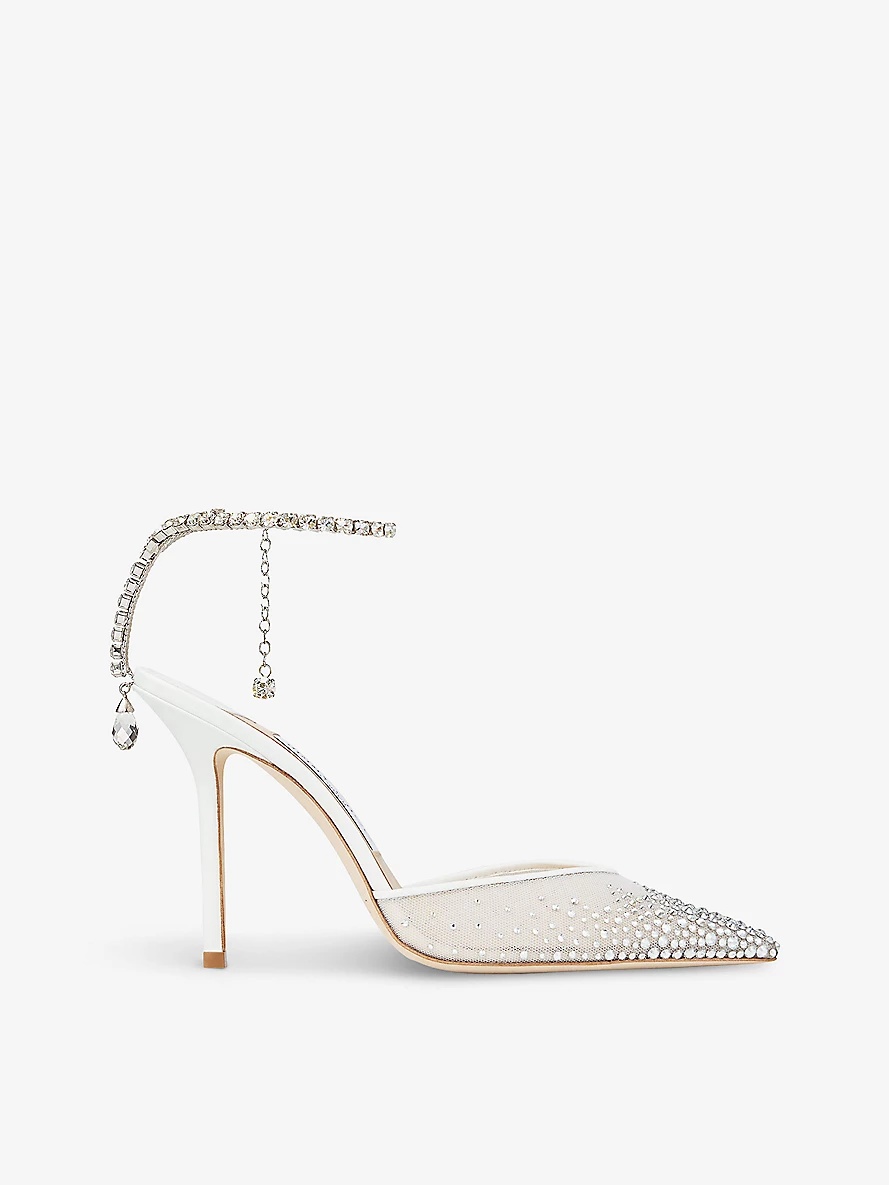 Saeda 100 crystal-embellished mesh heeled courts - 1