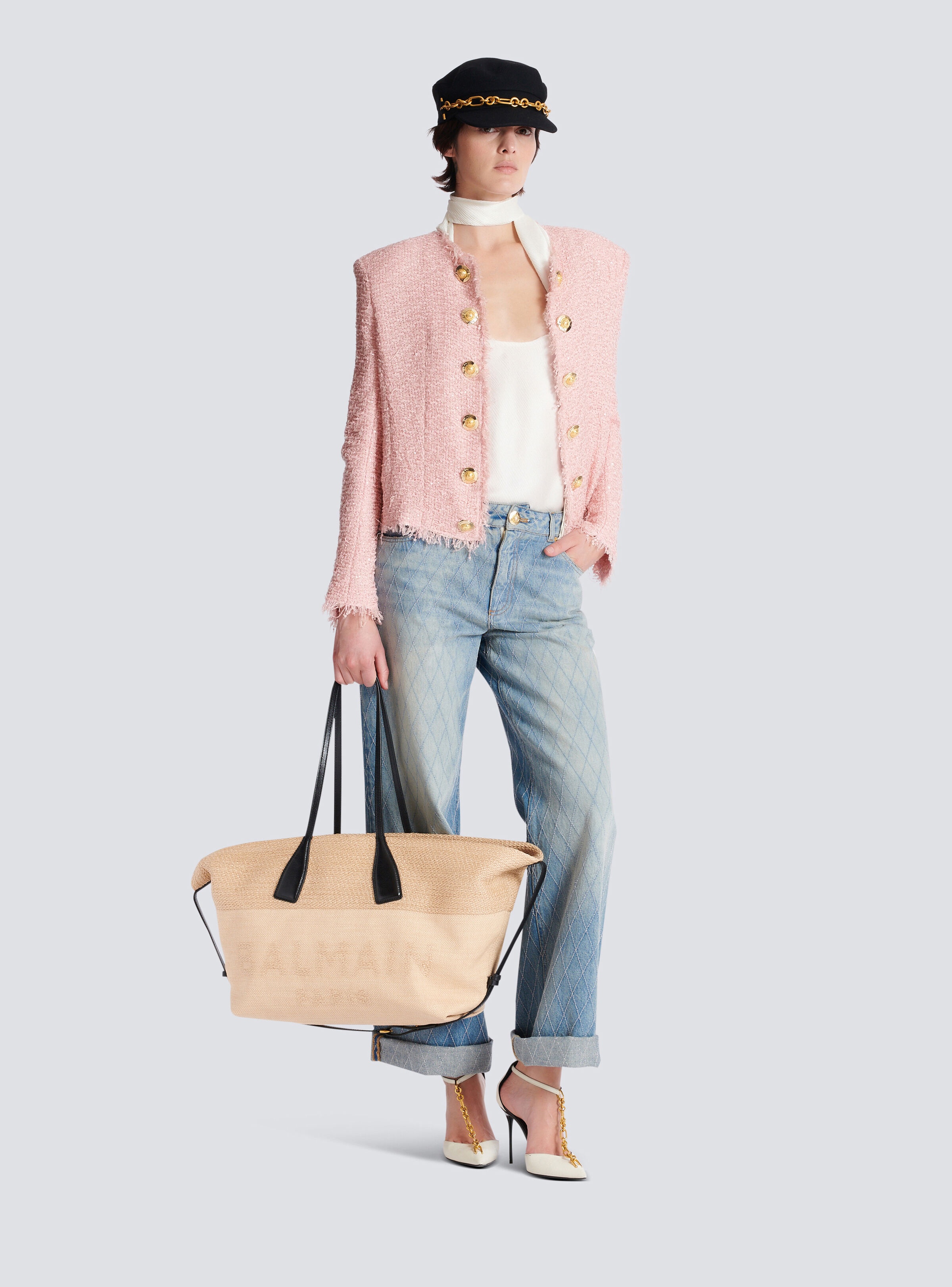 Track raffia tote bag - 2