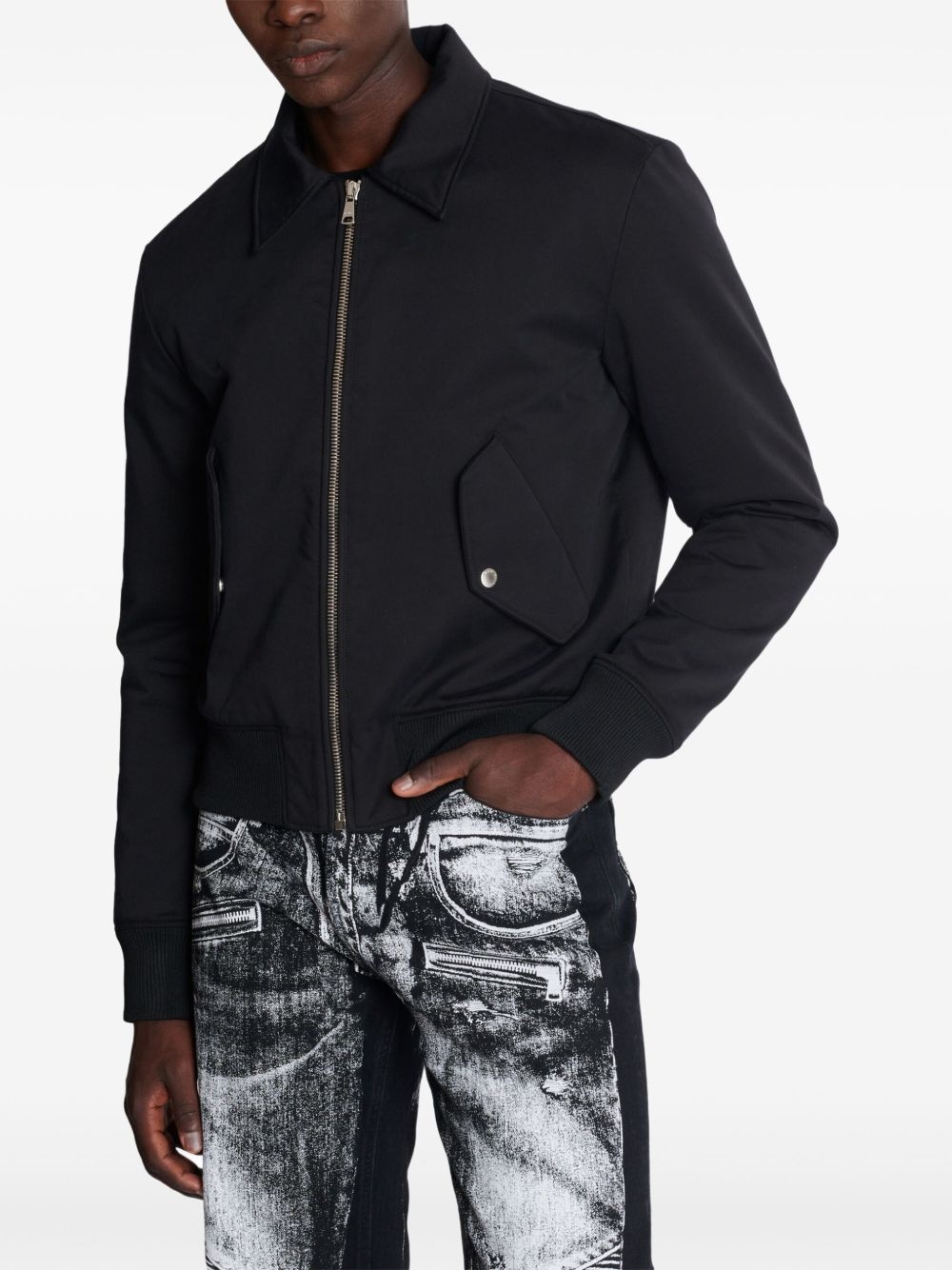logo-embroidered bomber jacket - 5