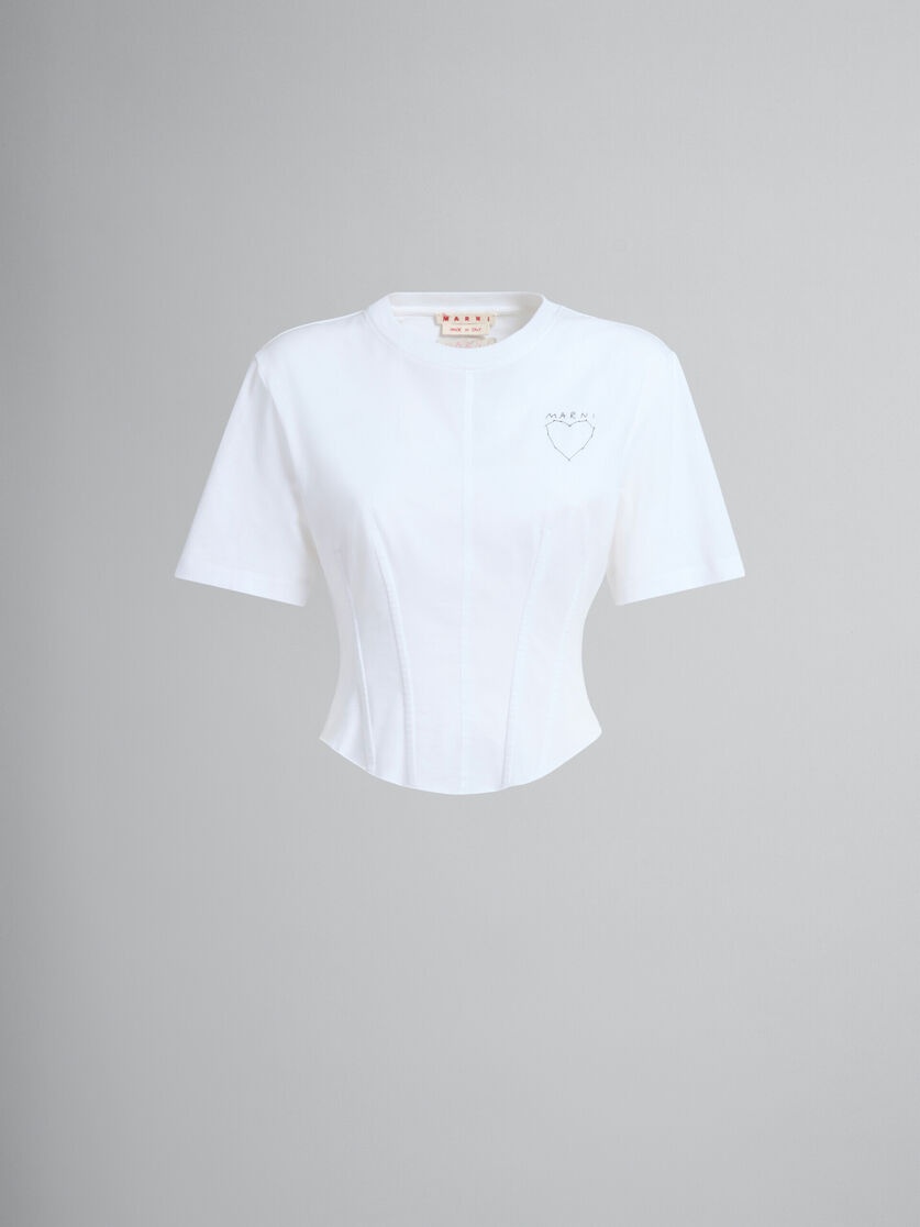 WHITE ORGANIC JERSEY CORSET T-SHIRT - 2