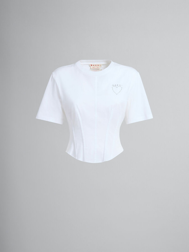 Marni WHITE ORGANIC JERSEY CORSET T-SHIRT outlook