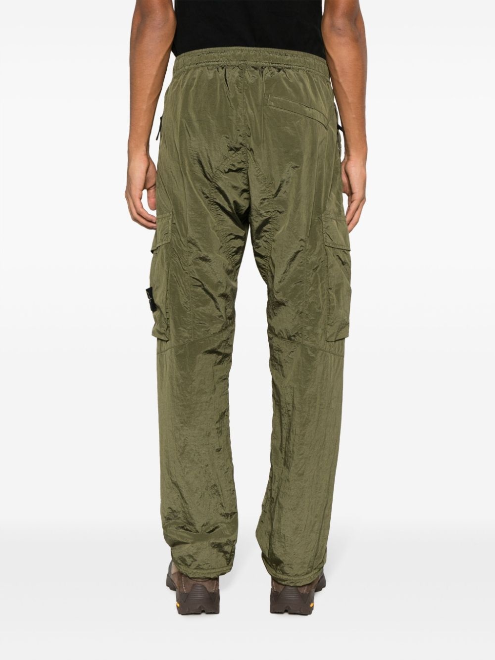 Compass-motif crinkled cargo trousers - 4