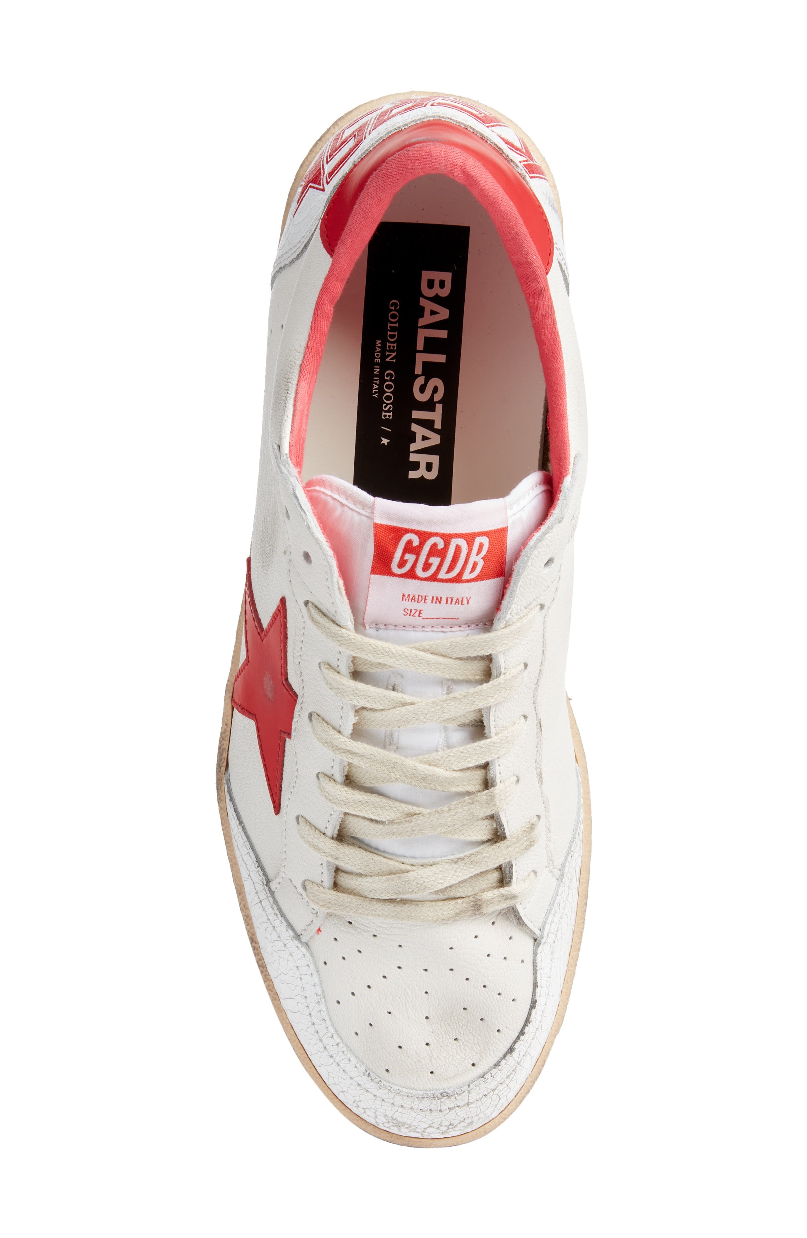 Golden Goose Ball Star Low Top Sneaker in White/Strawberry Red at Nordstrom - 5