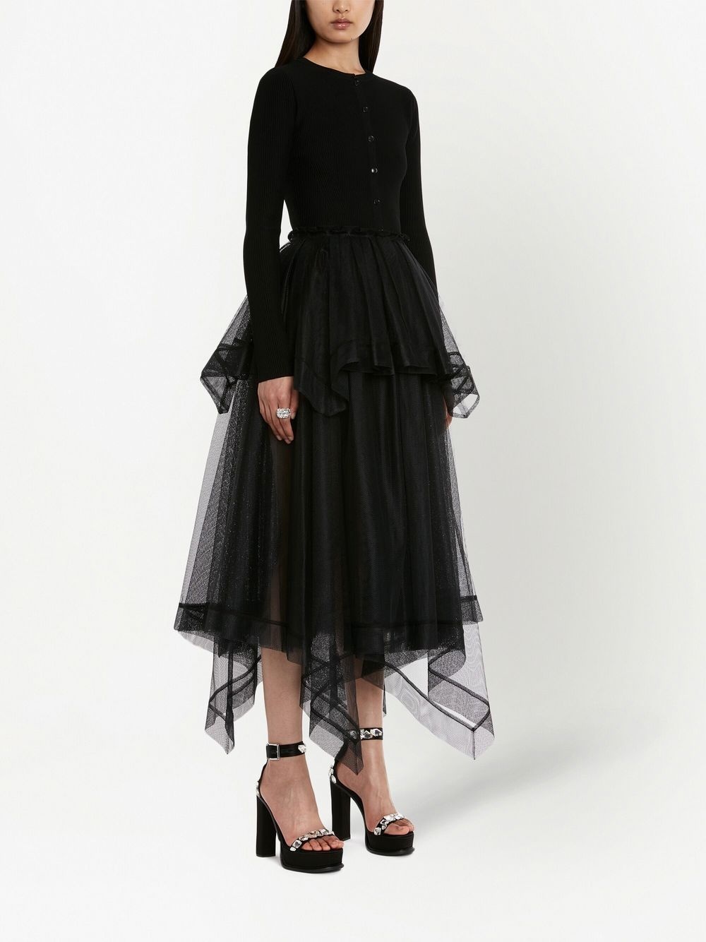 asymmetric-design tiered-skirt - 3