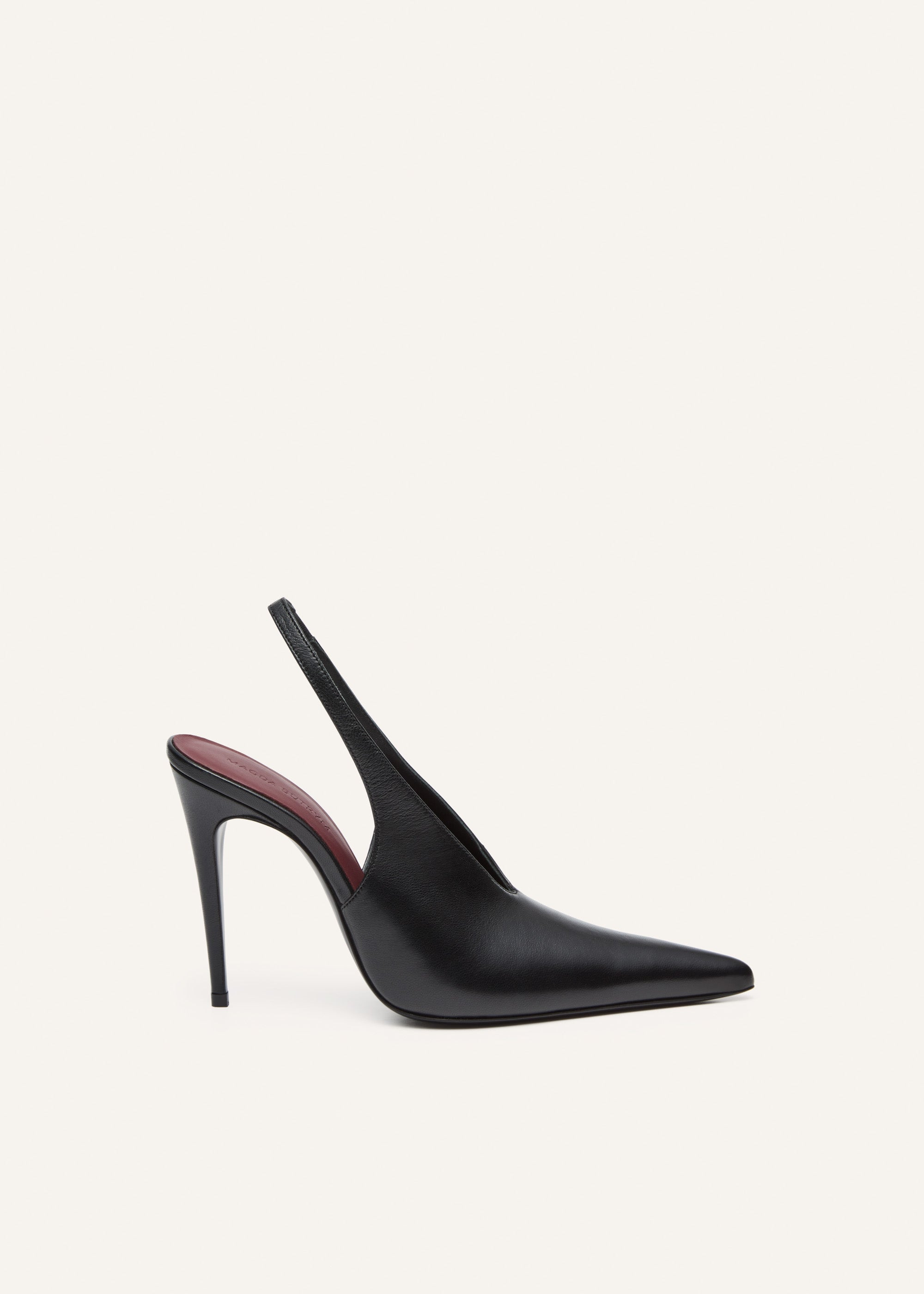 Slingback pointed heel in black leather - 1