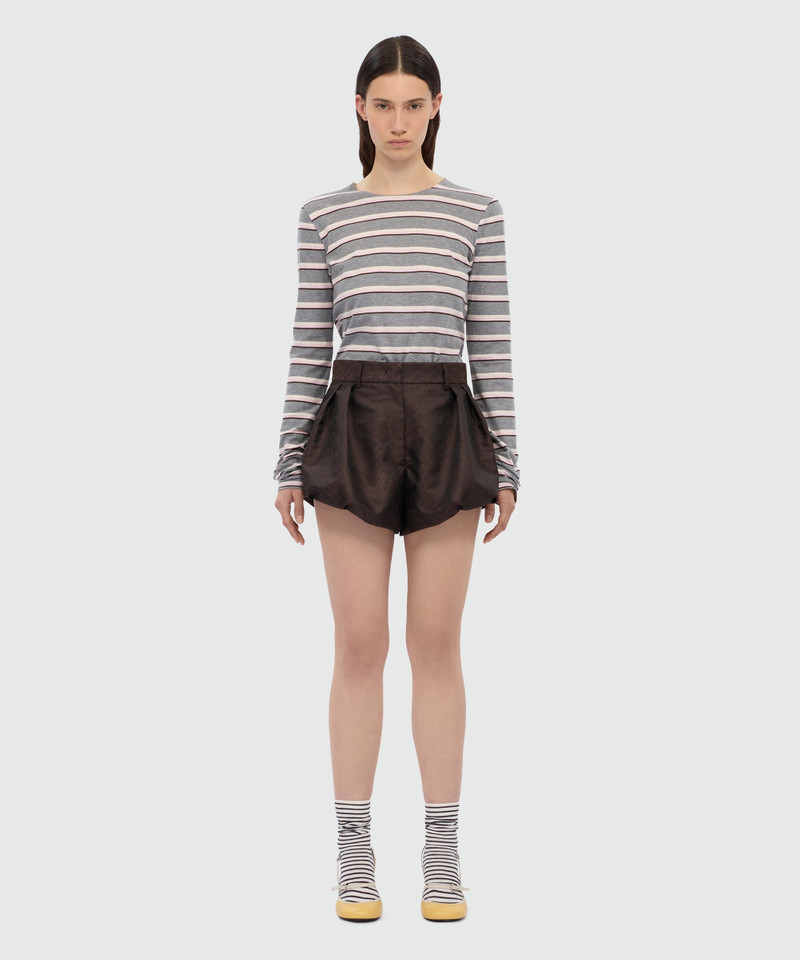 MSGM Brown jacquard shorts with python print. outlook