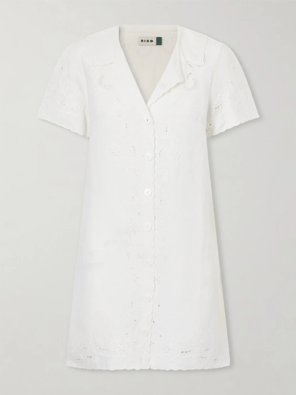 Zayanna Broderie Anglaise Linen-blend Mini Dress - 1