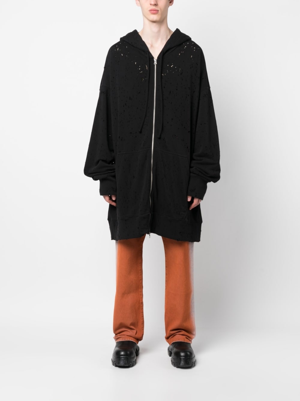 oversize perforated hooded jacket - 2