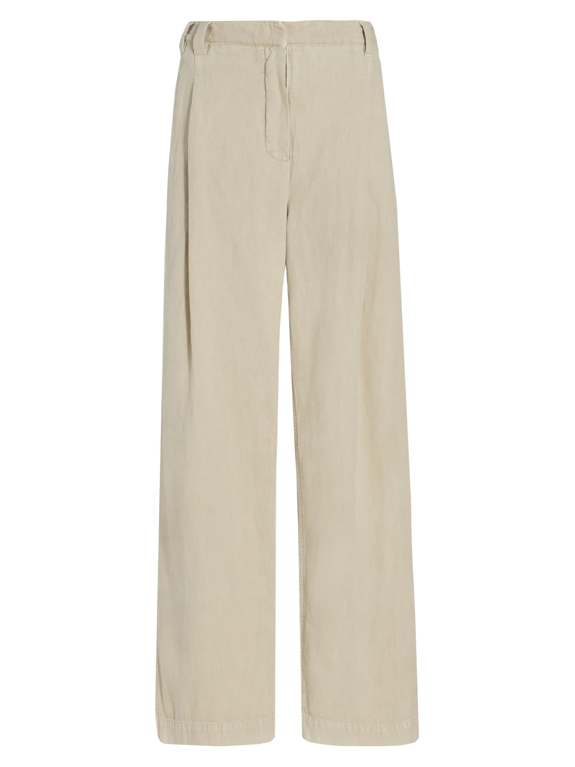 Women's Pleated Wide-Leg Trousers - Beige - 1