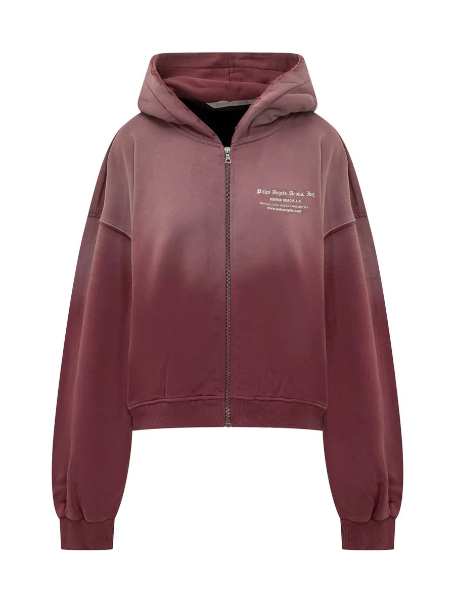 Palm Angels Palm Angels Bordeaux Sweatshirt With Zip And Hoodie - 1