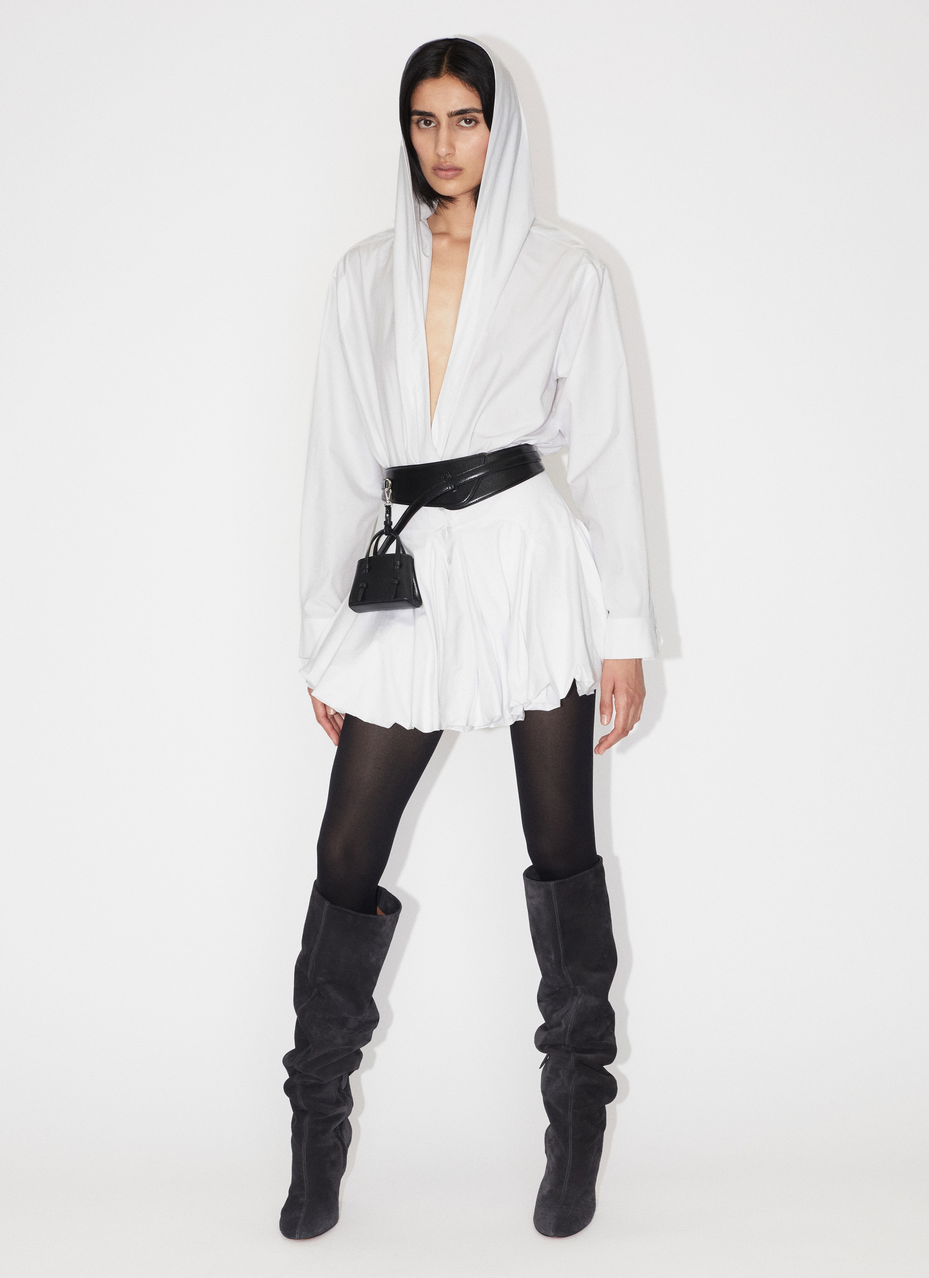 HOODED BODY SHIRT IN COTTON POPLIN - 2