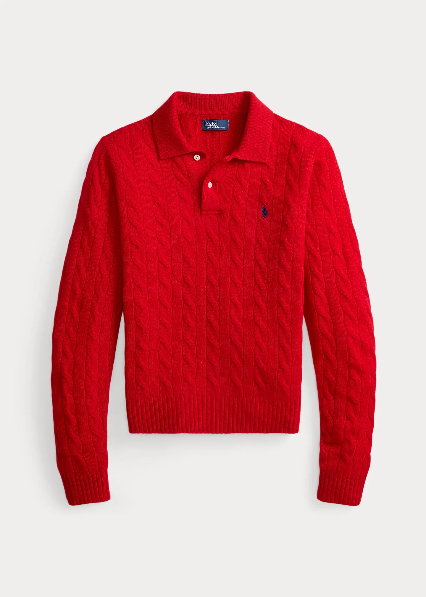 Cable-Knit Wool-Cashmere Polo Sweater - 1