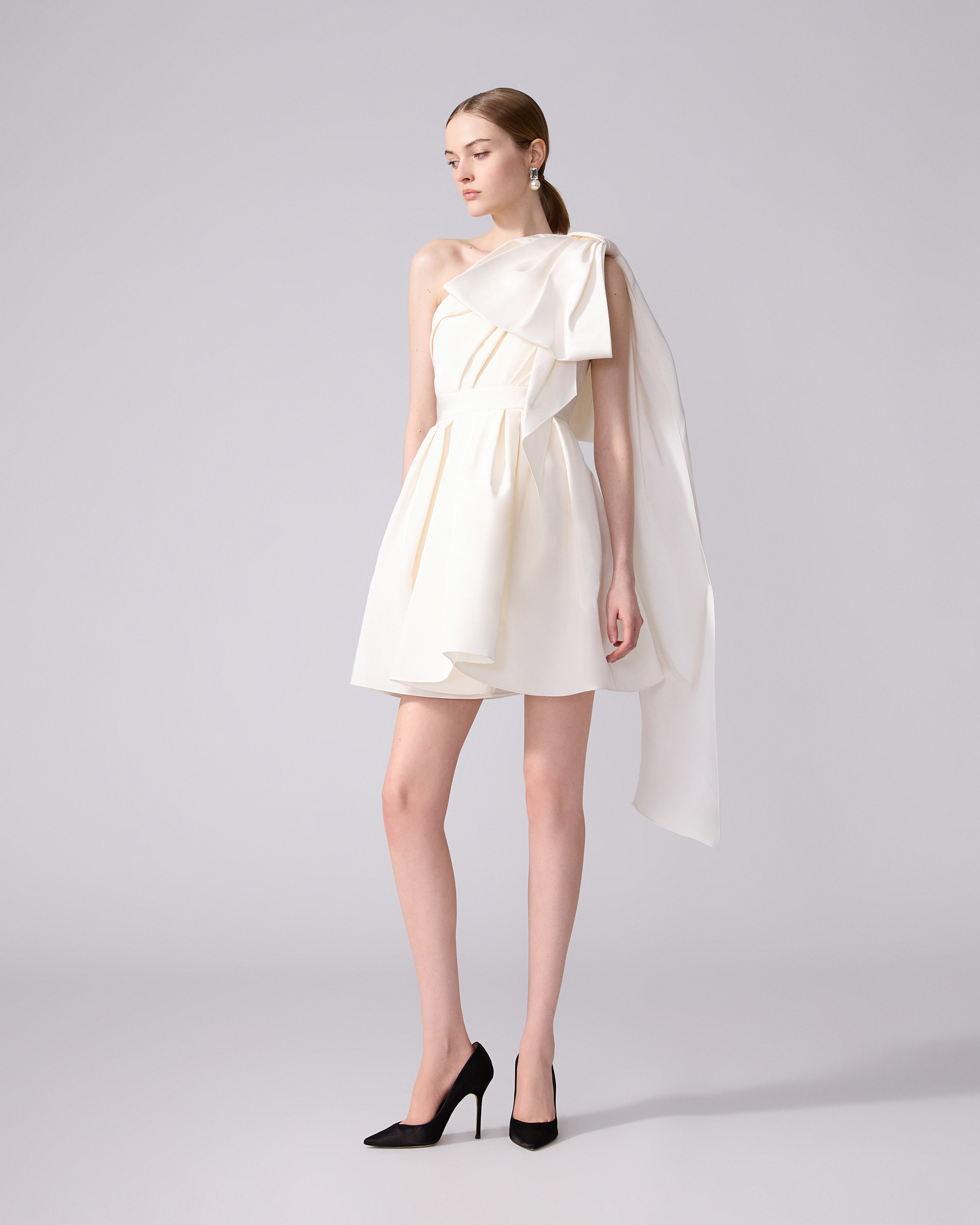 One Shoulder Bow Dress - 2
