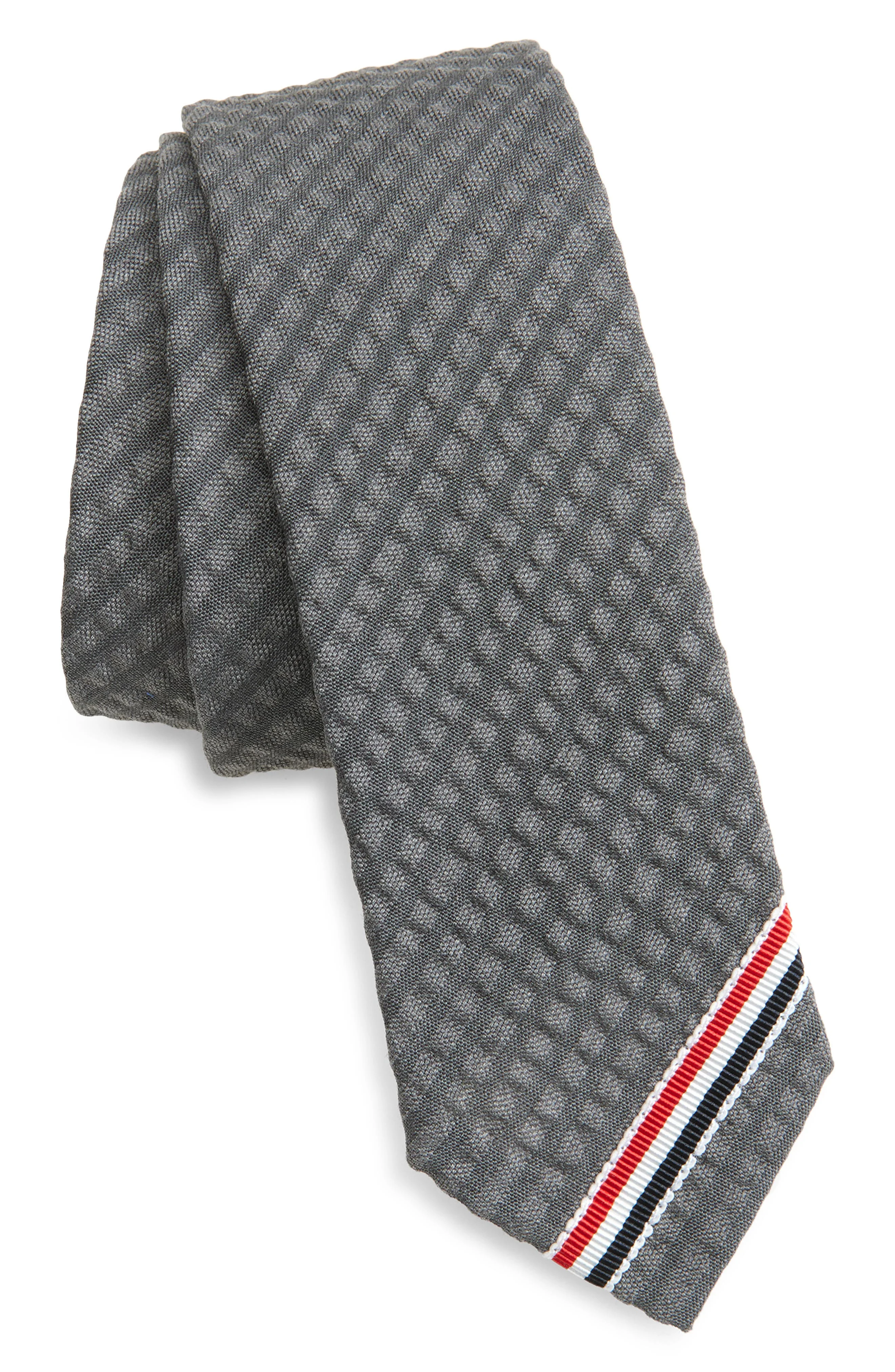 Thom Browne Classic Stripe Wool Tie in Light Grey at Nordstrom - 1