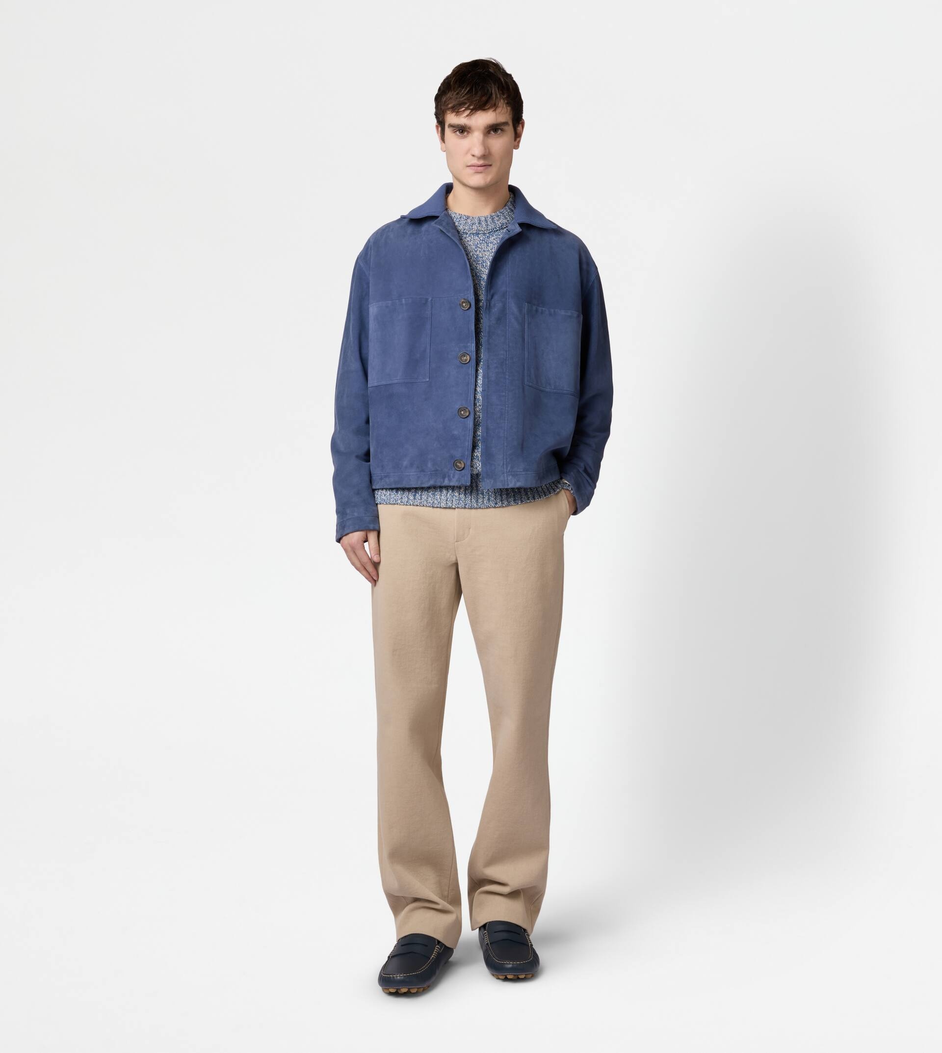 PASHMY COACH JACKET IN SUEDE - BLUE - 2
