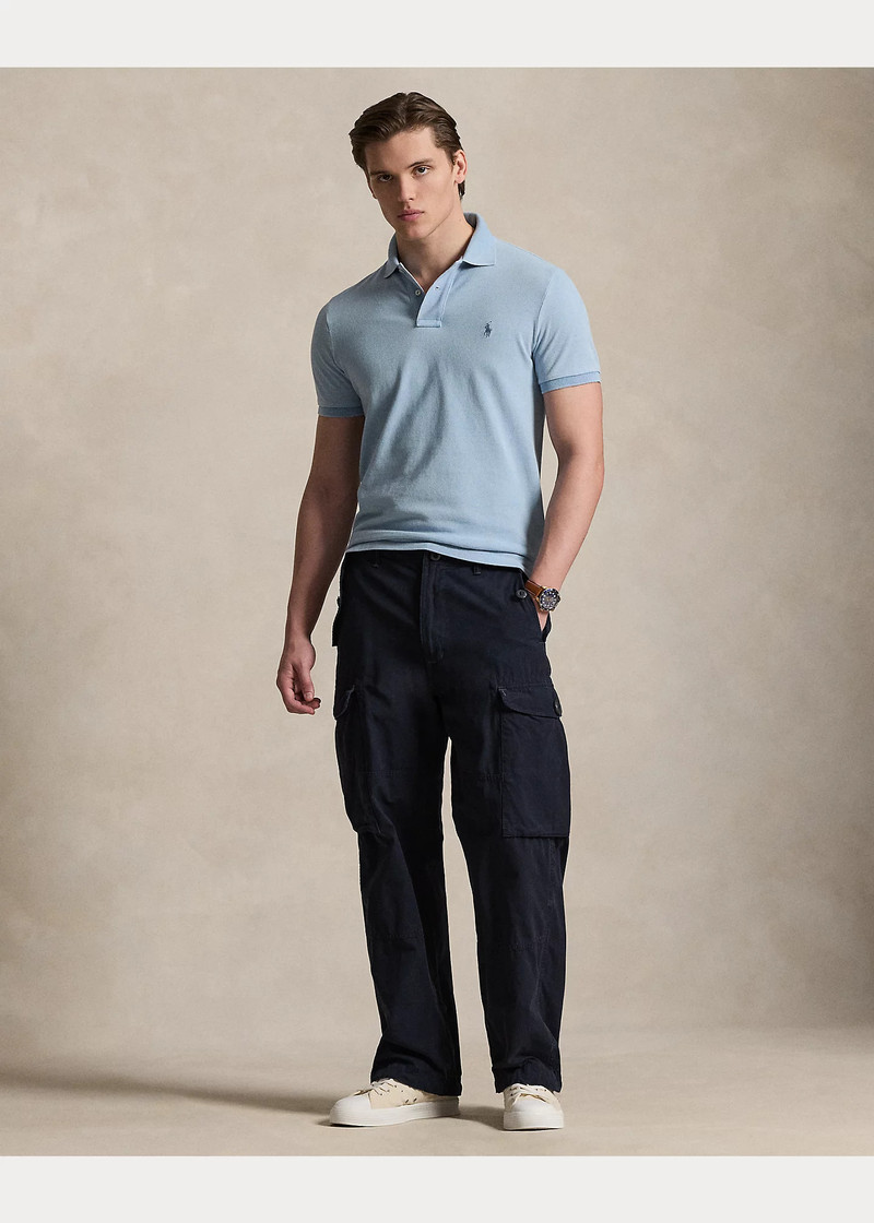 Custom Slim Fit Indigo Mesh Polo Shirt 3