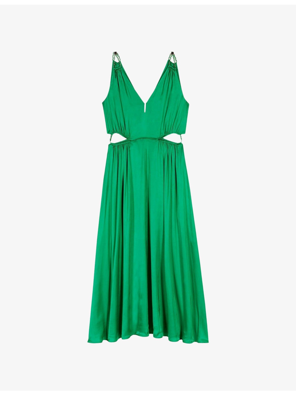 V-Neck Cut-Out Woven Midi Dress - 1