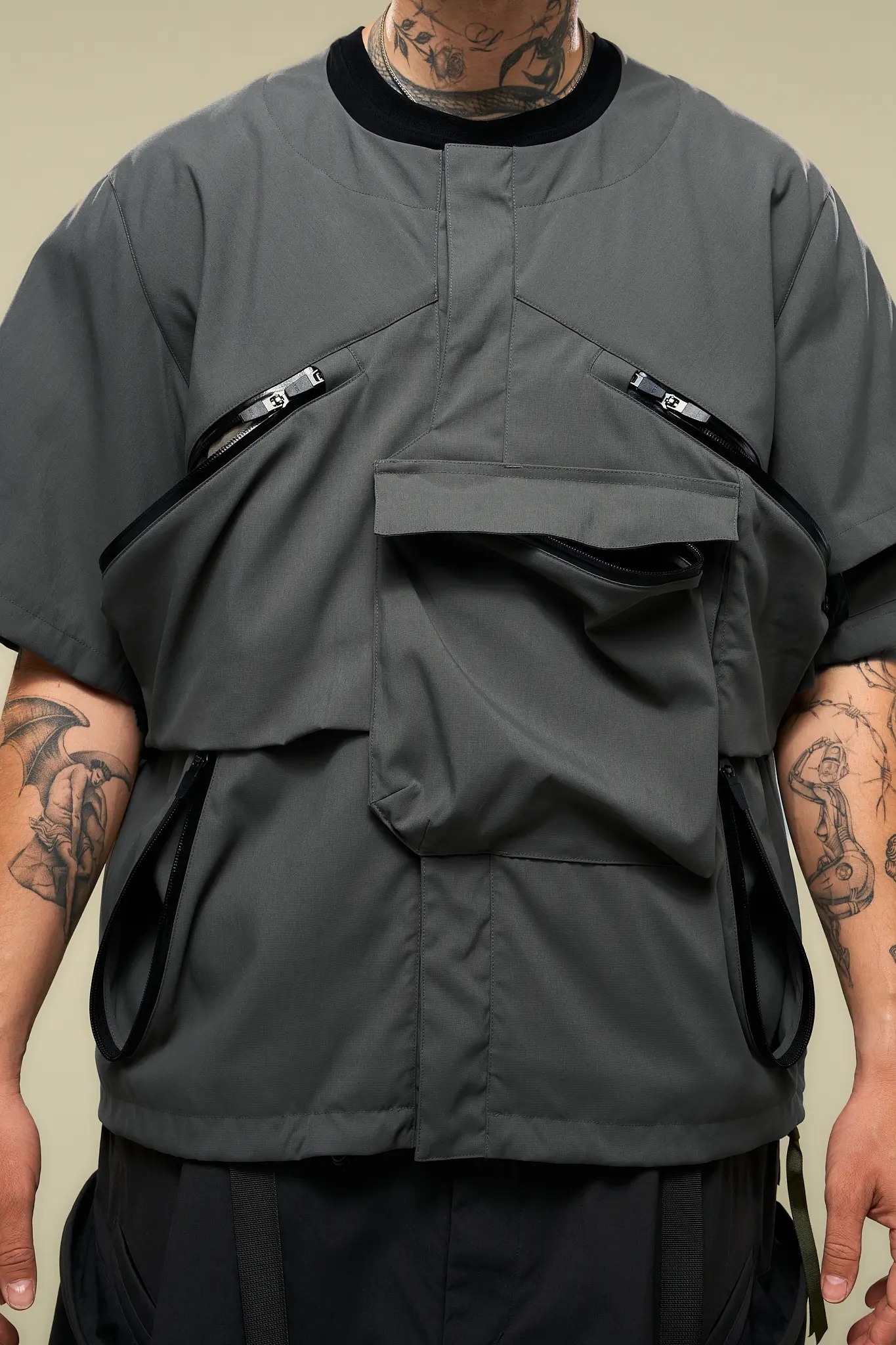 V1A-M Nylon Stretch Interops Vest Gray - 8