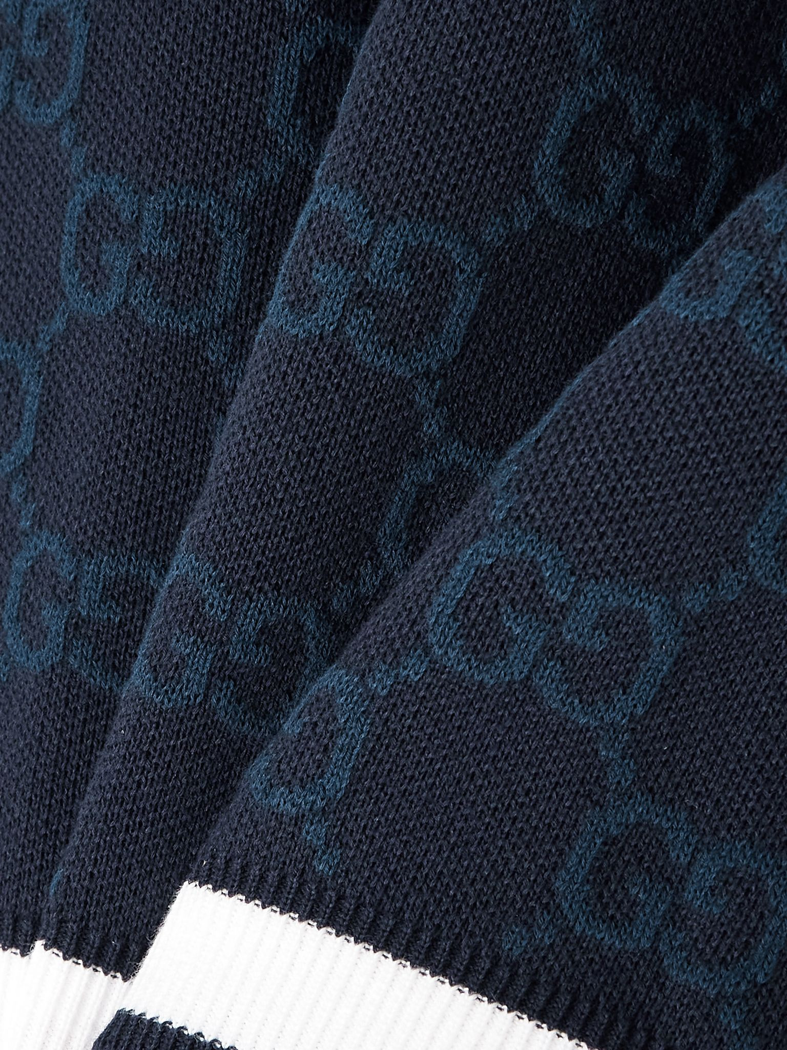 Cropped jacquard-knit cotton sweater Navy - 4