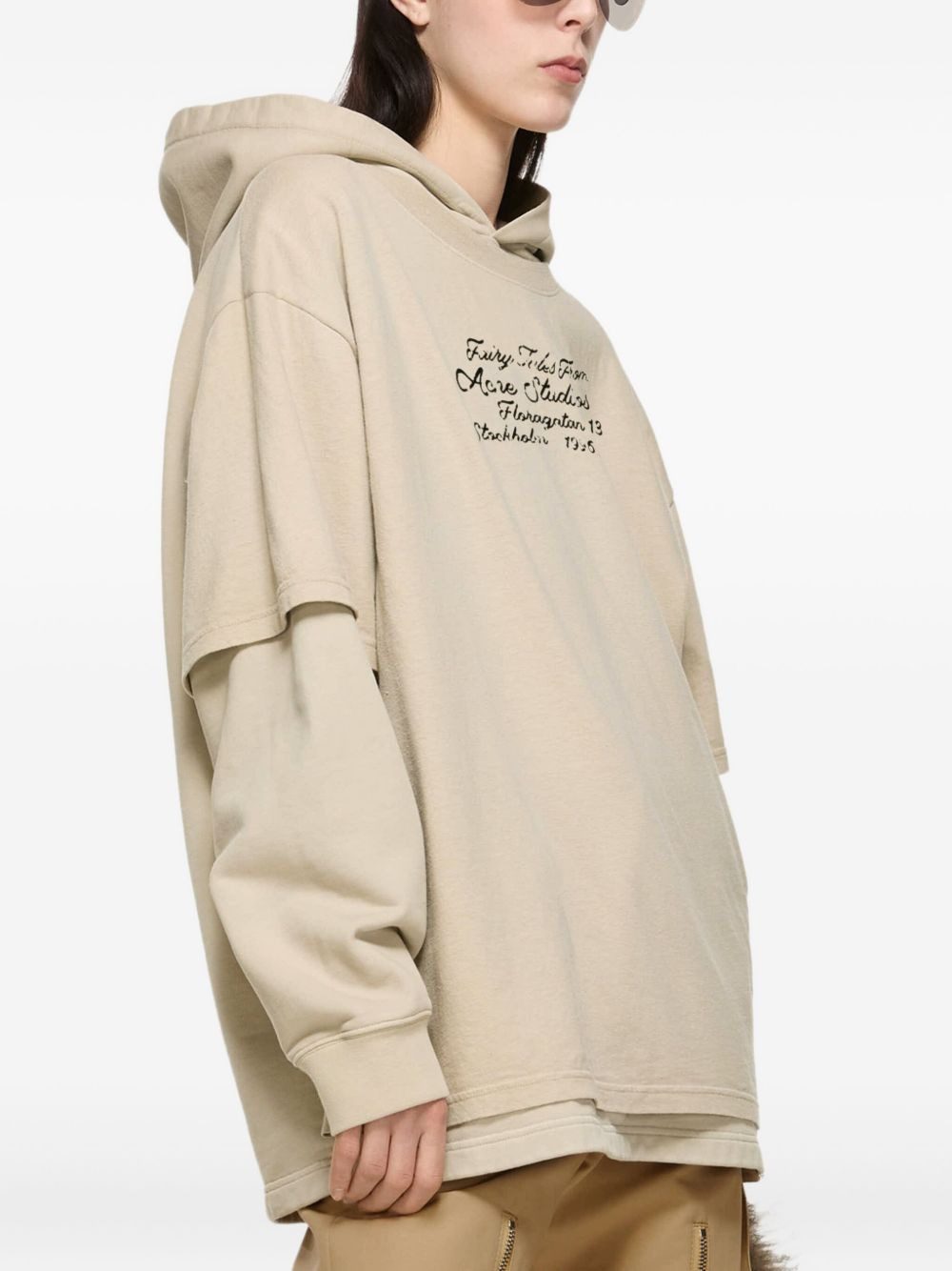 double-layered lettering-detail hoodie - 4
