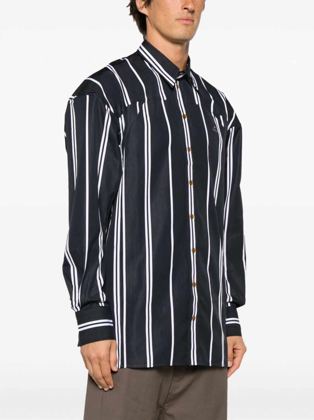 Orb-logo stripe-print shirt - 3