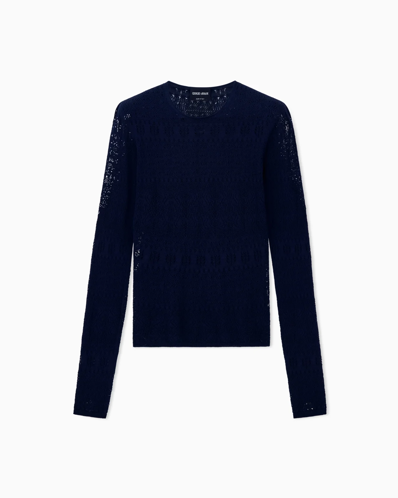 SWEATER SLIM CREW NECK STRETCH COTTON LACE - 1
