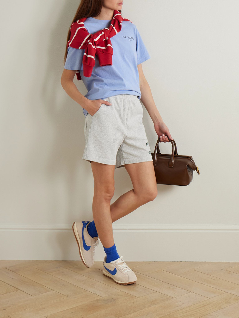 Sporty & Rich Wimbledon printed cotton-jersey T-shirt Light blue outlook