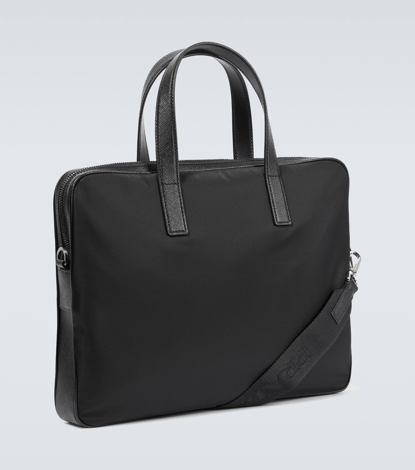 Re-Nylon leather-trimmed briefcase - 5