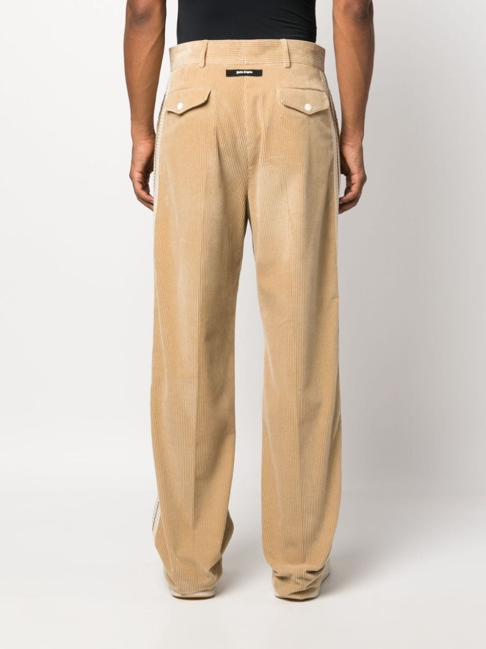 crochet-stripe cotton corduroy trousers - 4