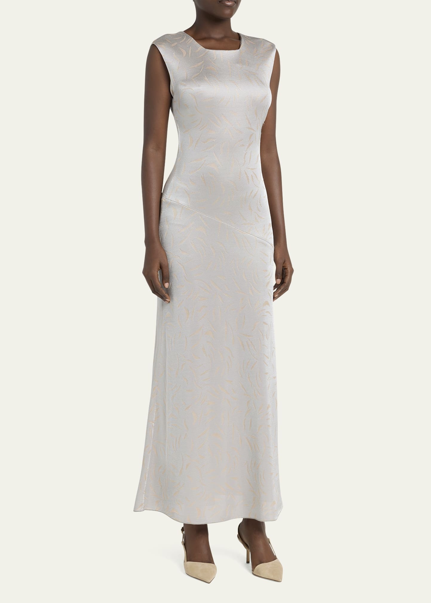Printed Shiny Viscose Jacquard Maxi Dress - 2