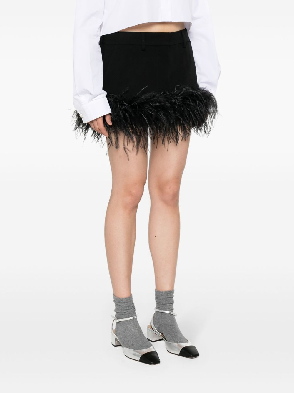 feather-trim miniskirt - 3